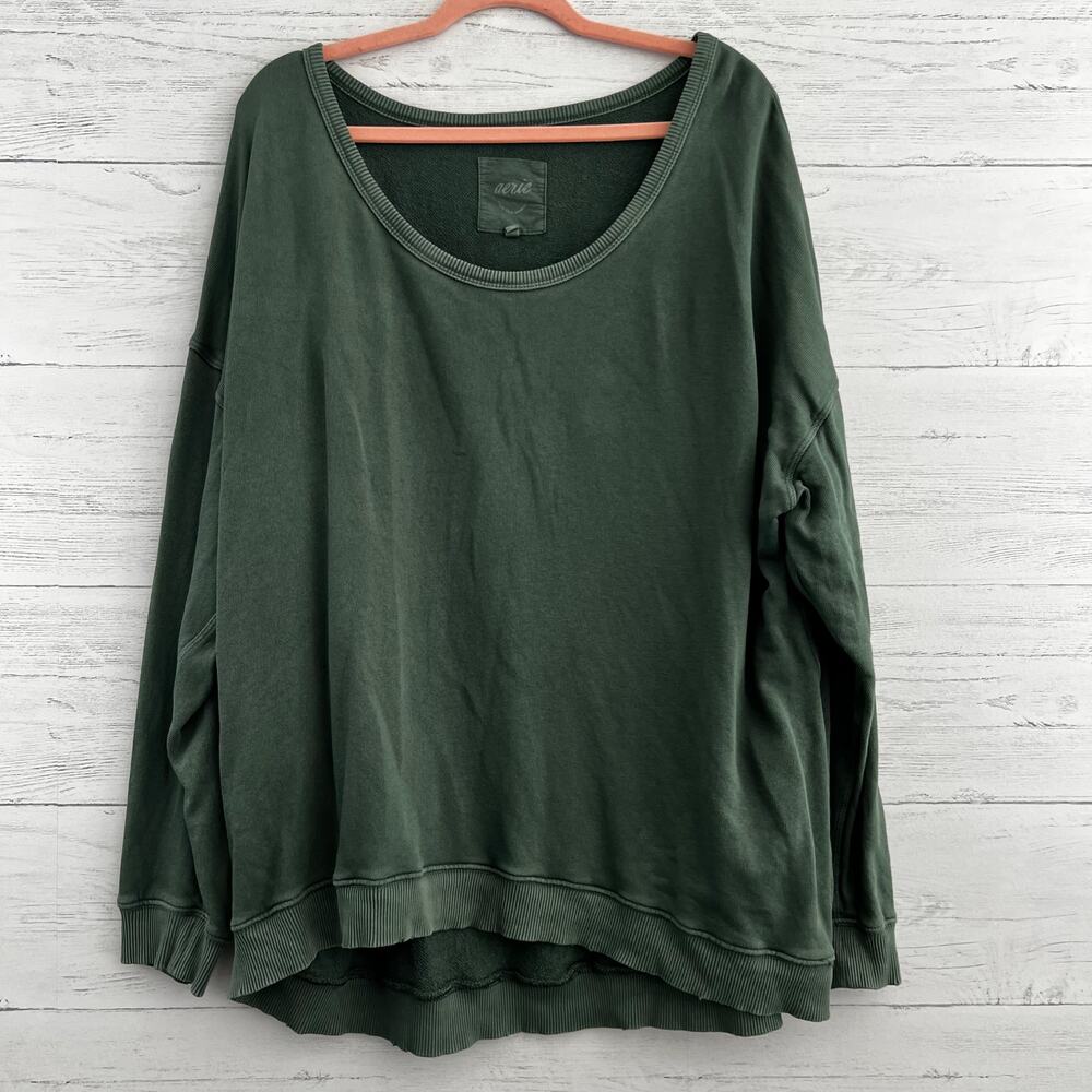 Aerie Dark Green Long Sleeve Pullover Sweatshirt‎ Size M